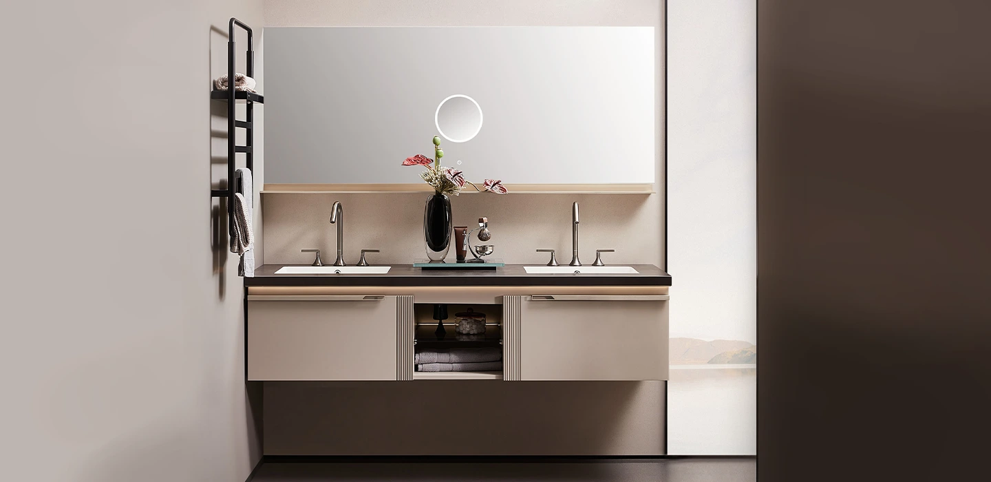 Mirrored bathroom vanity with sink Dubai
